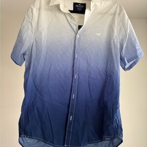 Hollister Men's White to Blue Ombre Shirt